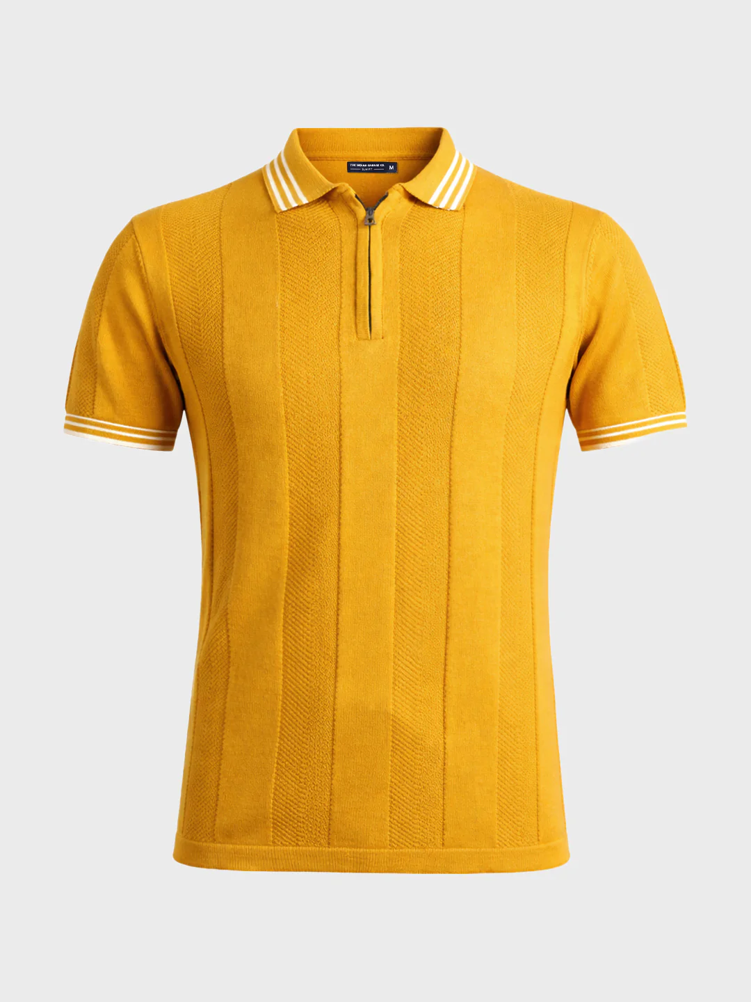 Men's Yellow Slim Fit Solid Casual Polo T-Shirt - Image 6
