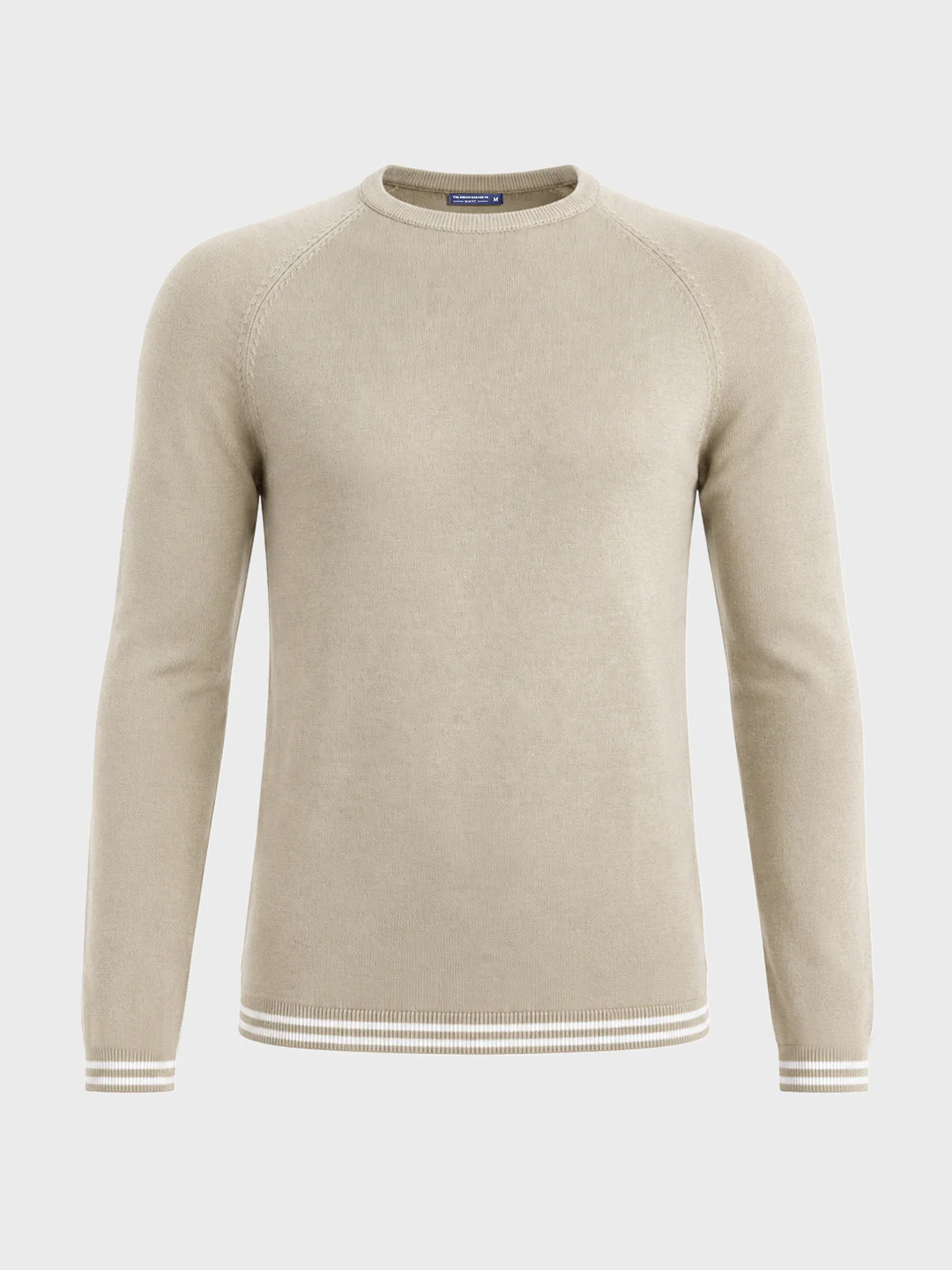 Men's Beige Slim Fit Solid Flat Knit T-Shirt - Image 6