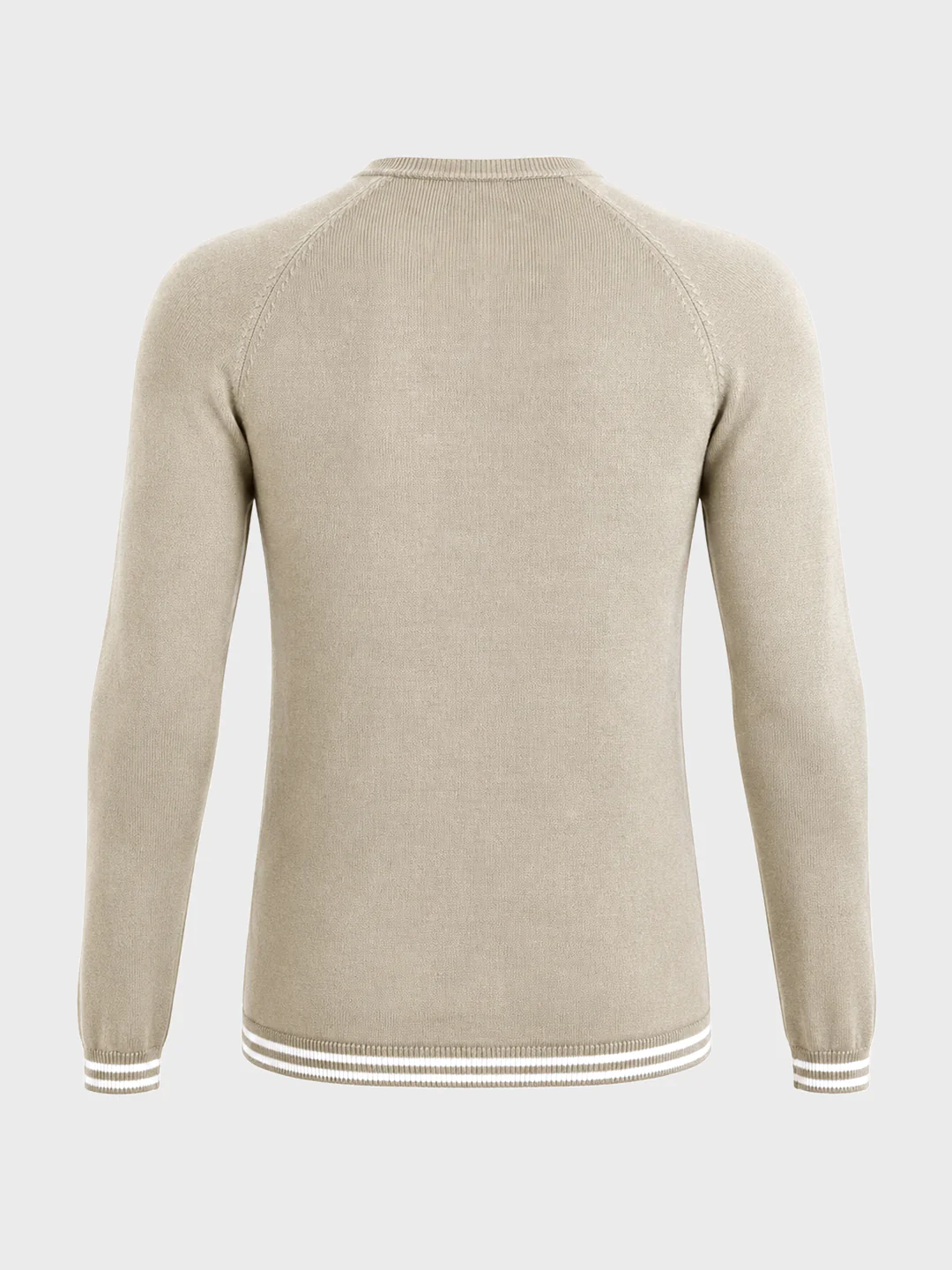 Men's Beige Slim Fit Solid Flat Knit T-Shirt - Image 7