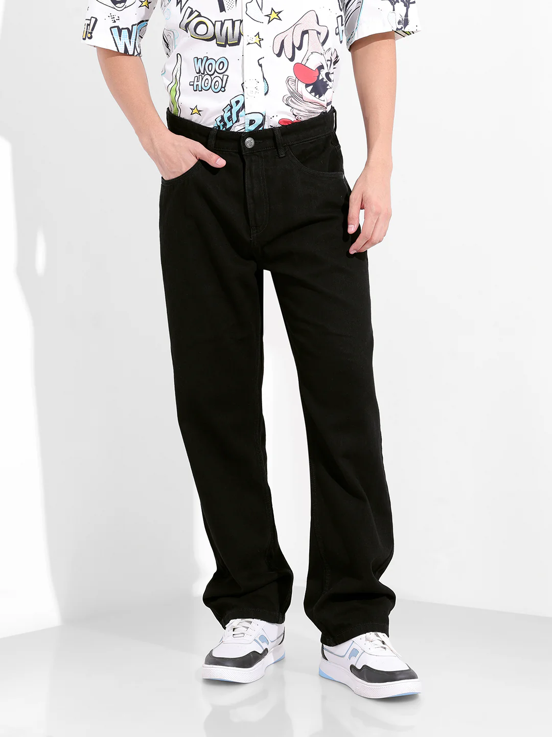 Men's Black Relaxed Fit Casual Jeans