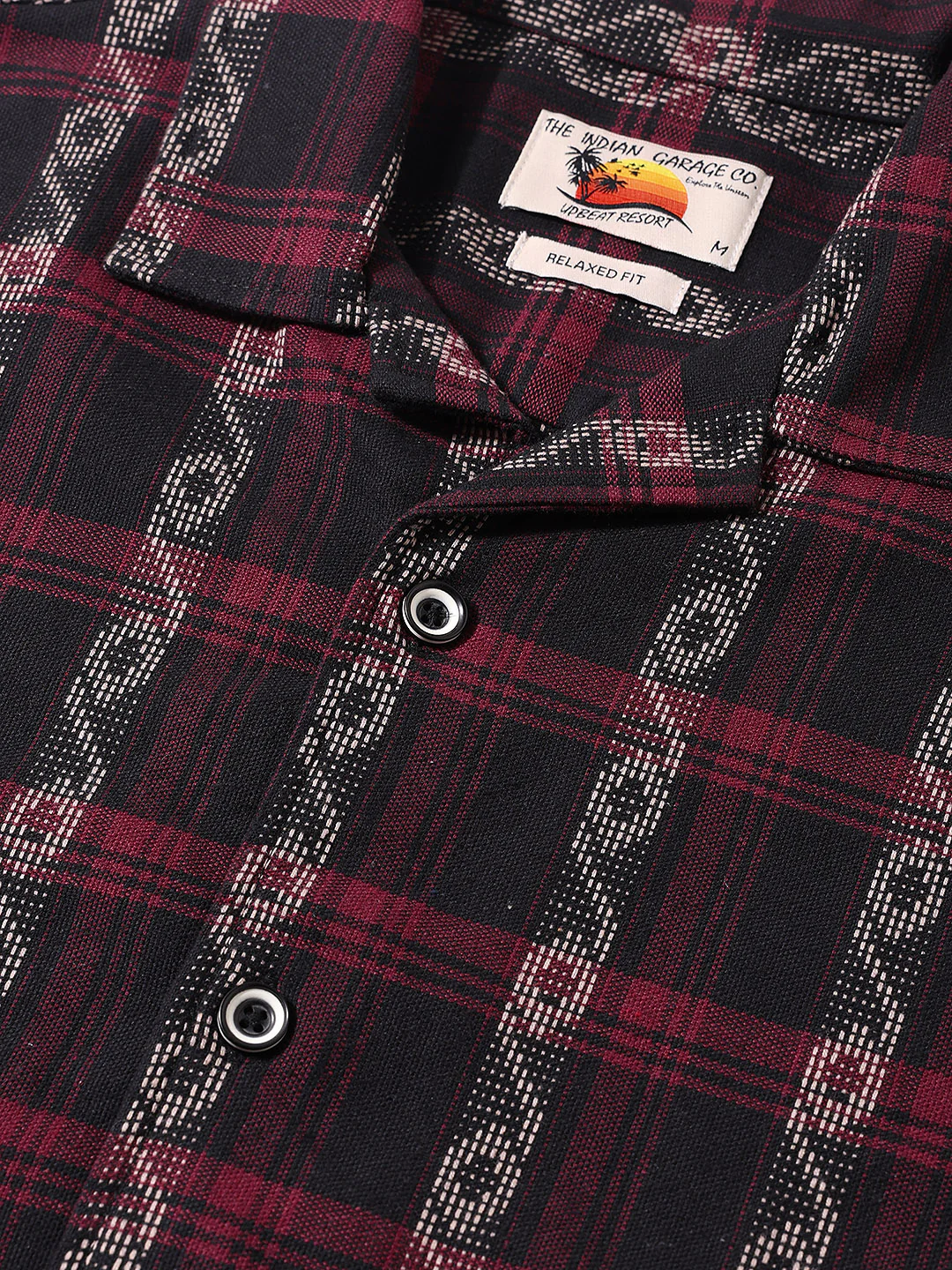Men's Black Relaxed Fit Striped Resort Wear Shirt - Image 3