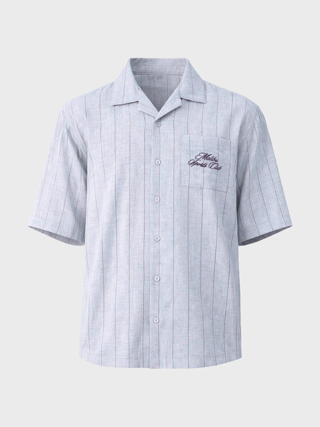 Men's Blue Boxy Fit Embroided Casual Shirt - Image 3