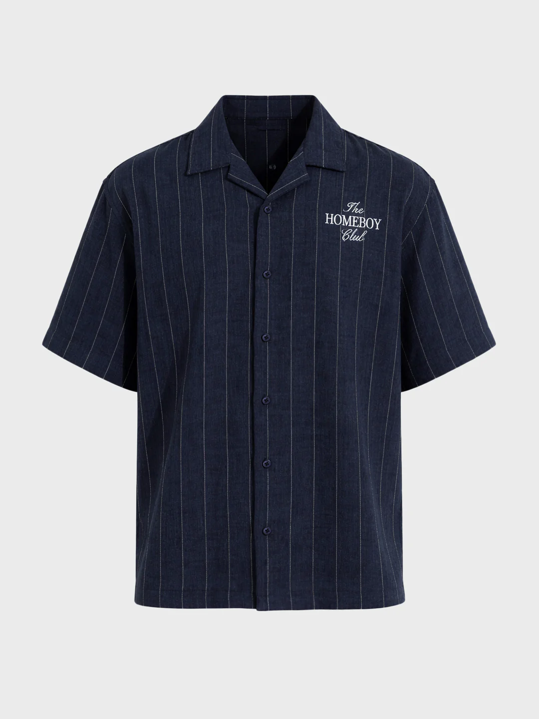 Men's Navy Blue Boxy Fit Embroided Casual Shirt - Image 5