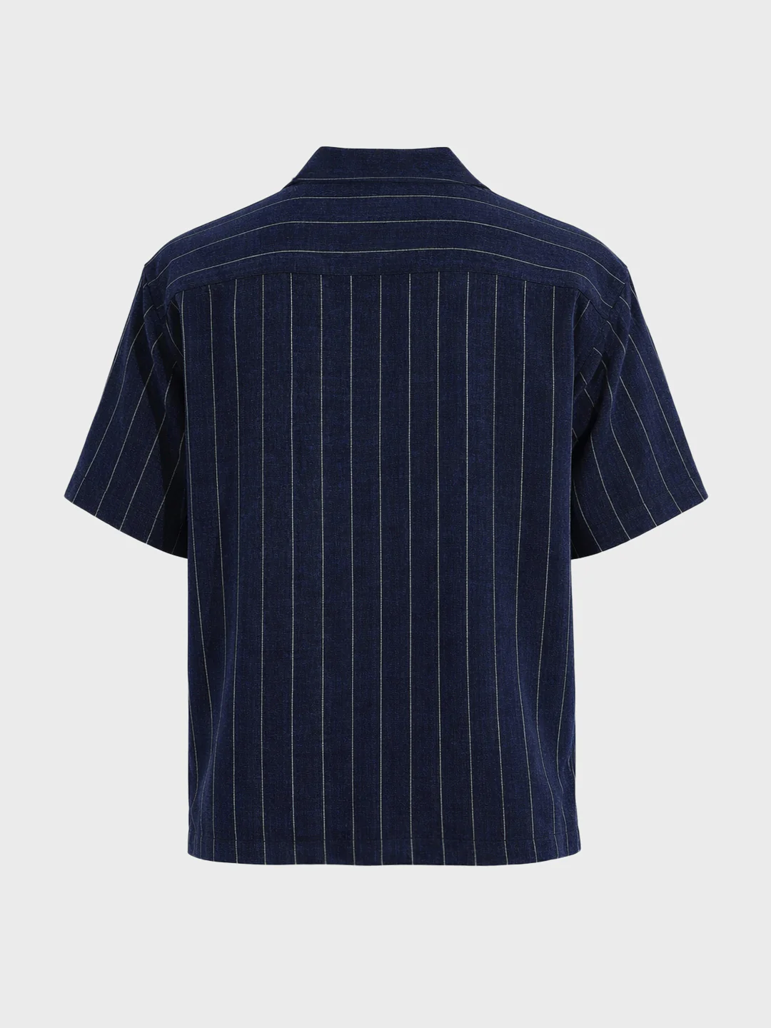 Men's Navy Blue Boxy Fit Embroided Casual Shirt - Image 6