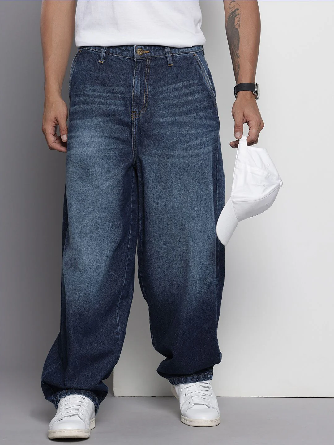 Men's Blue Skater Fit Solid Street Wear Jeans