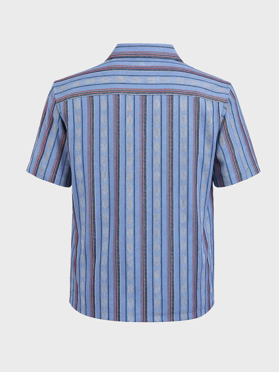 Men's Blue Relaxed Fit Striped Resort Wear Shirt - Image 5
