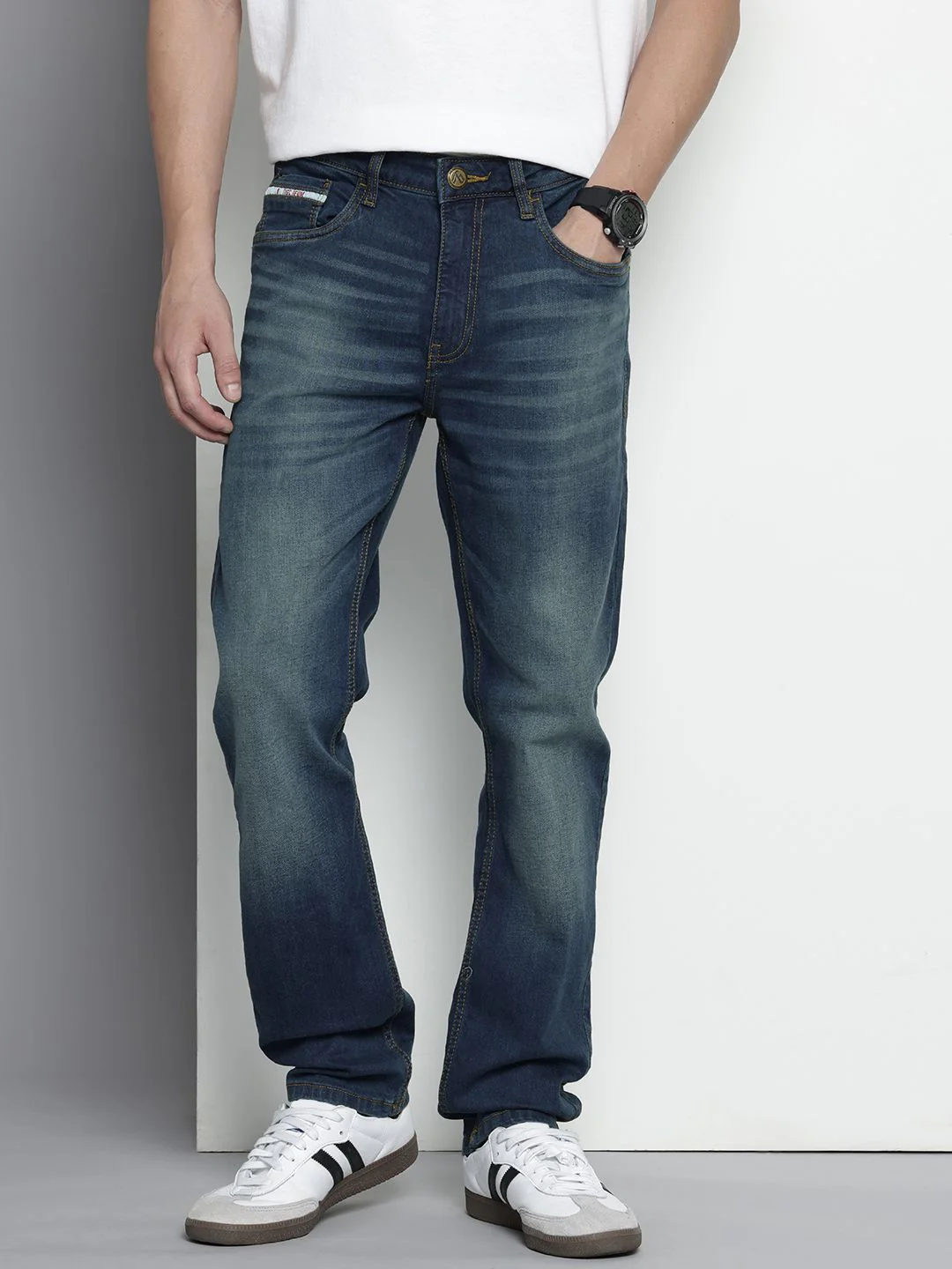 Men's Blue Slim Fit Solid Casual Jeans