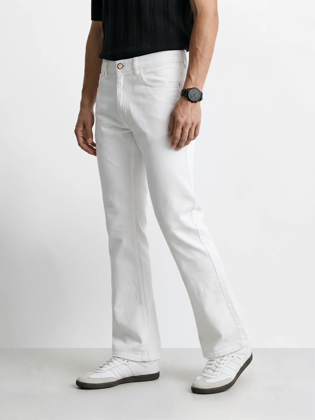 Men's White Bootcut Fit Casual Jeans - Image 4