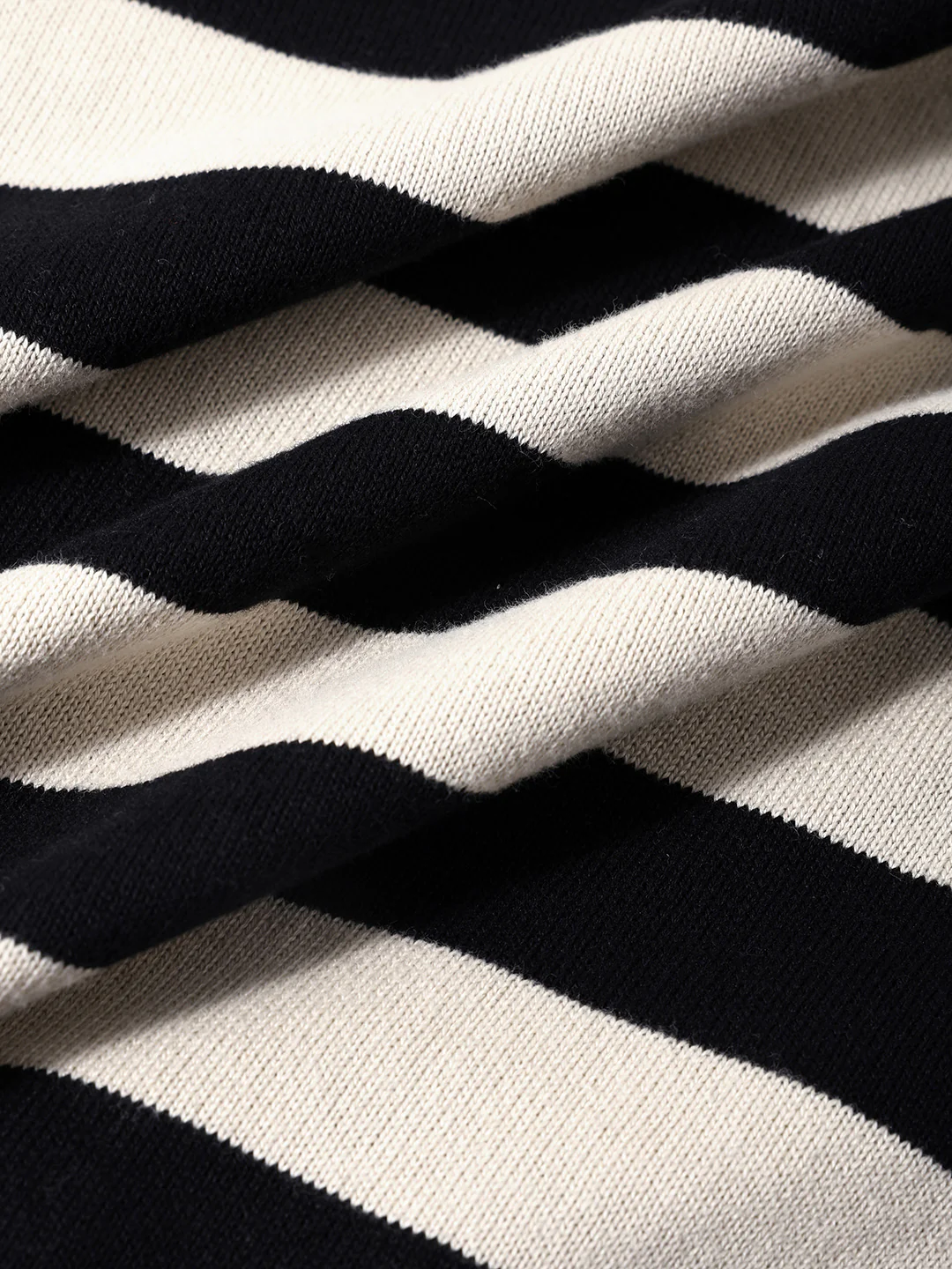 Men's Cream Oversized Fit Striped Flat Knit Polo T-Shirt - Image 8