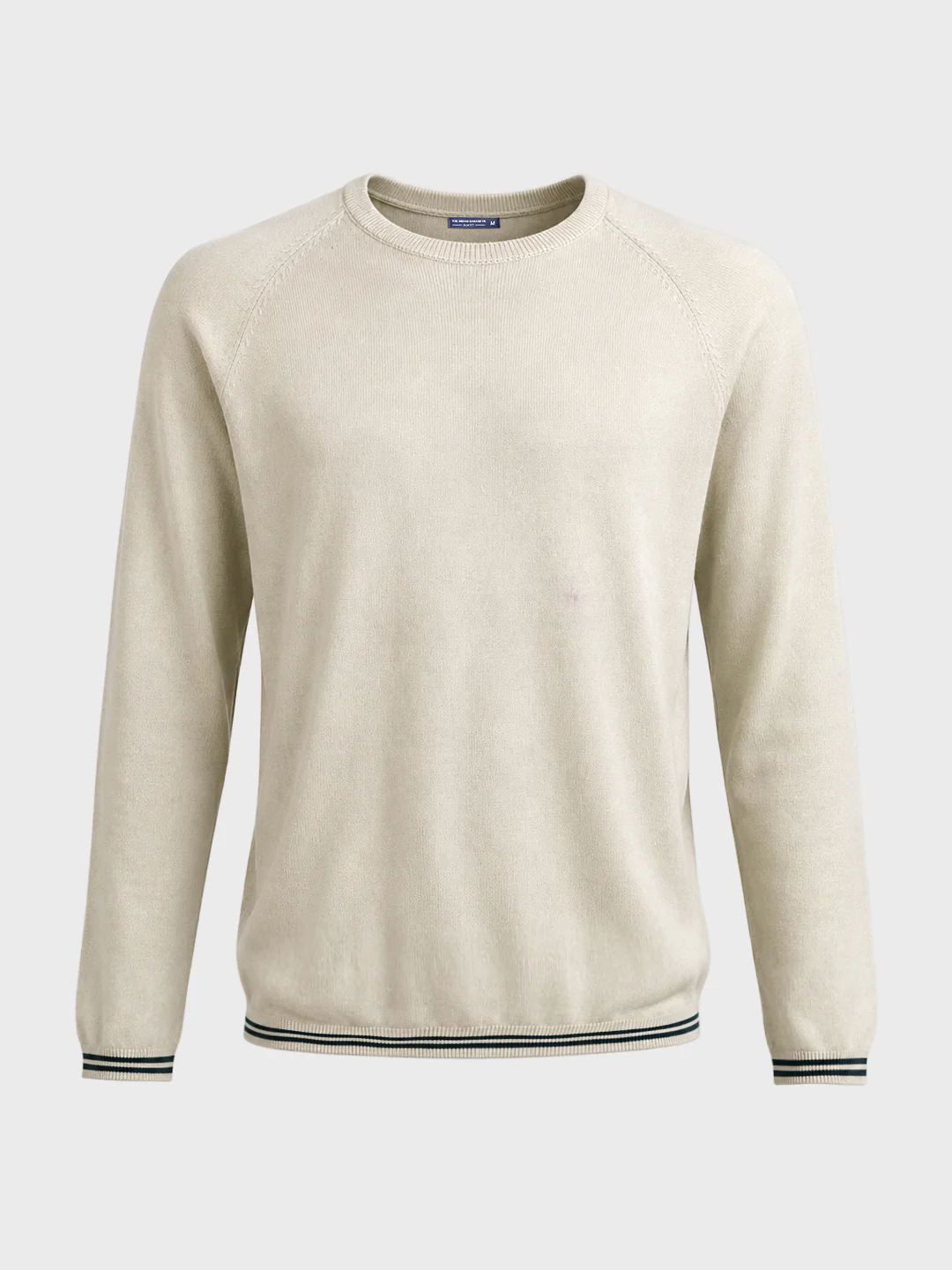 Men's Cream Slim Fit Textured Flat Knit T-Shirt - Image 6