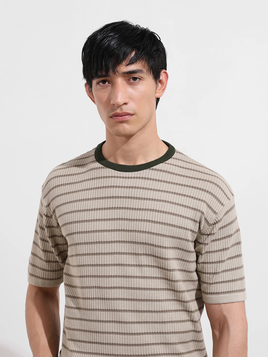 Men's Fawn Oversized Fit Textured Flat Knit T-Shirt - Image 5