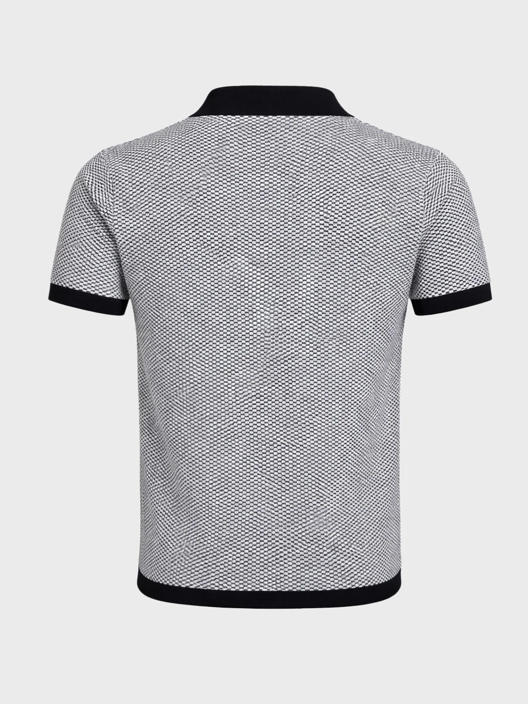 Men's Grey Slim Fit Solid Flat Knit Polo T-Shirt - Image 6