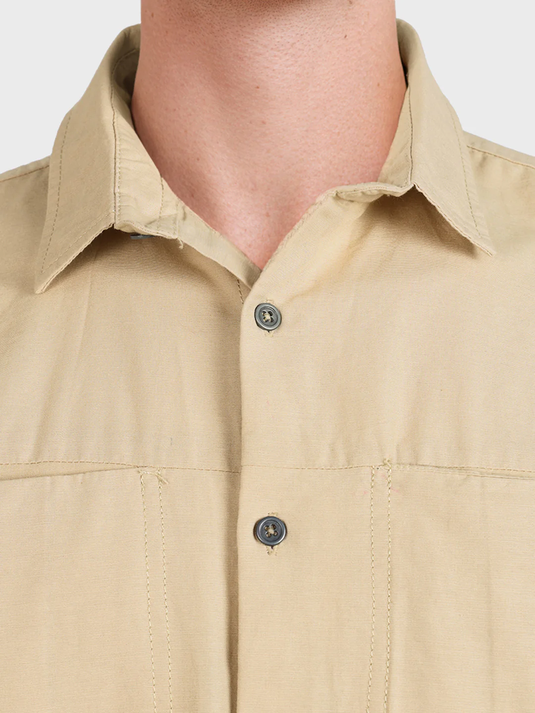 Men's Full Sleeves Relaxed Fit Beige Shirt - Image 3