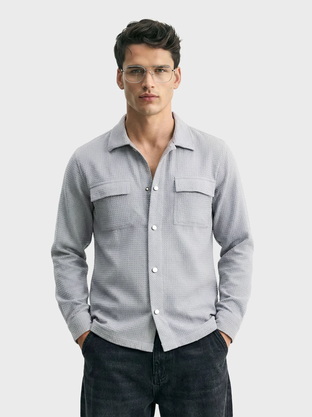 Men's Grey Regular Fit Casual Shirt