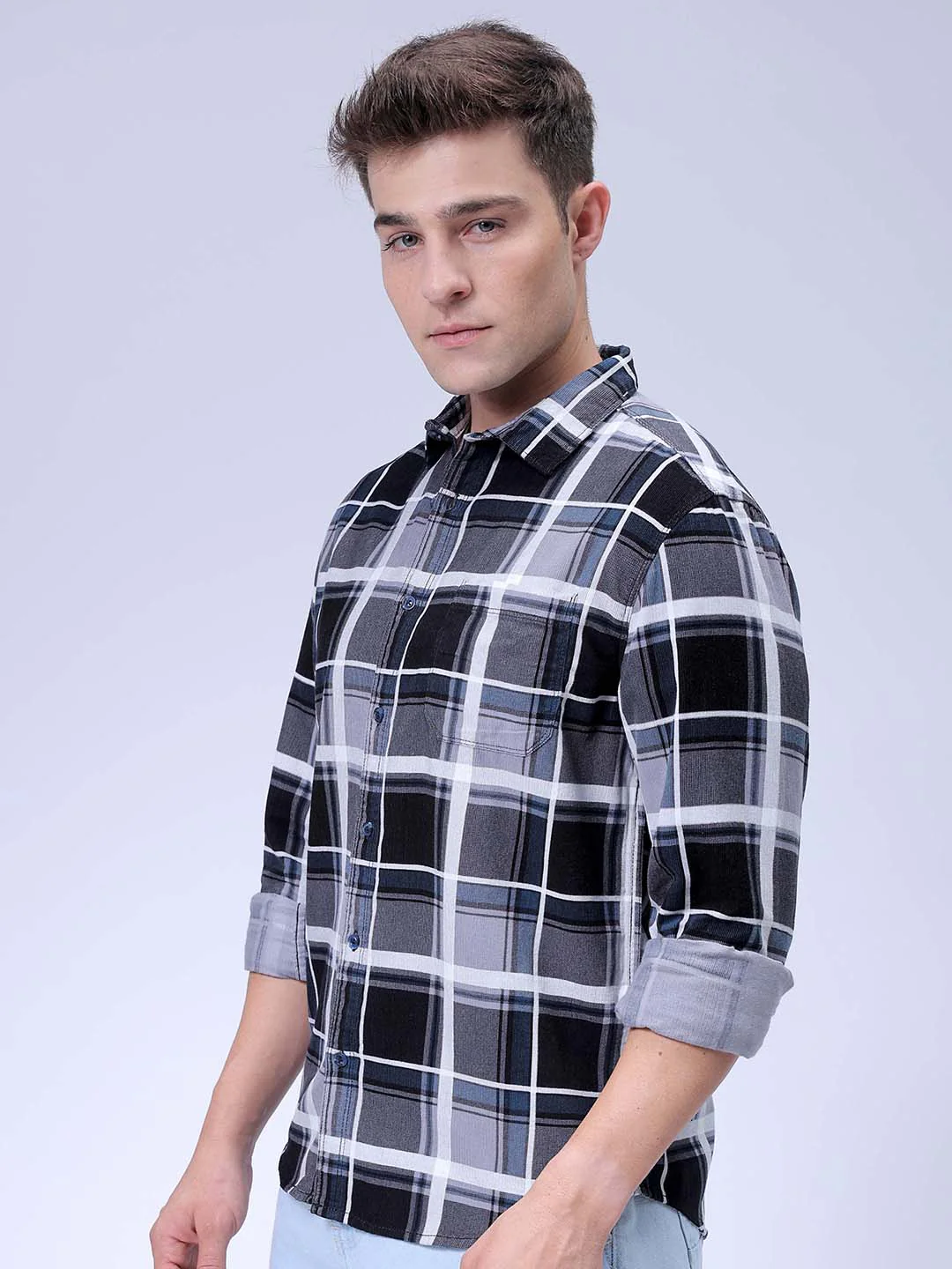 Men's Grey Regular Fit Solid Casual Shirt - Image 5