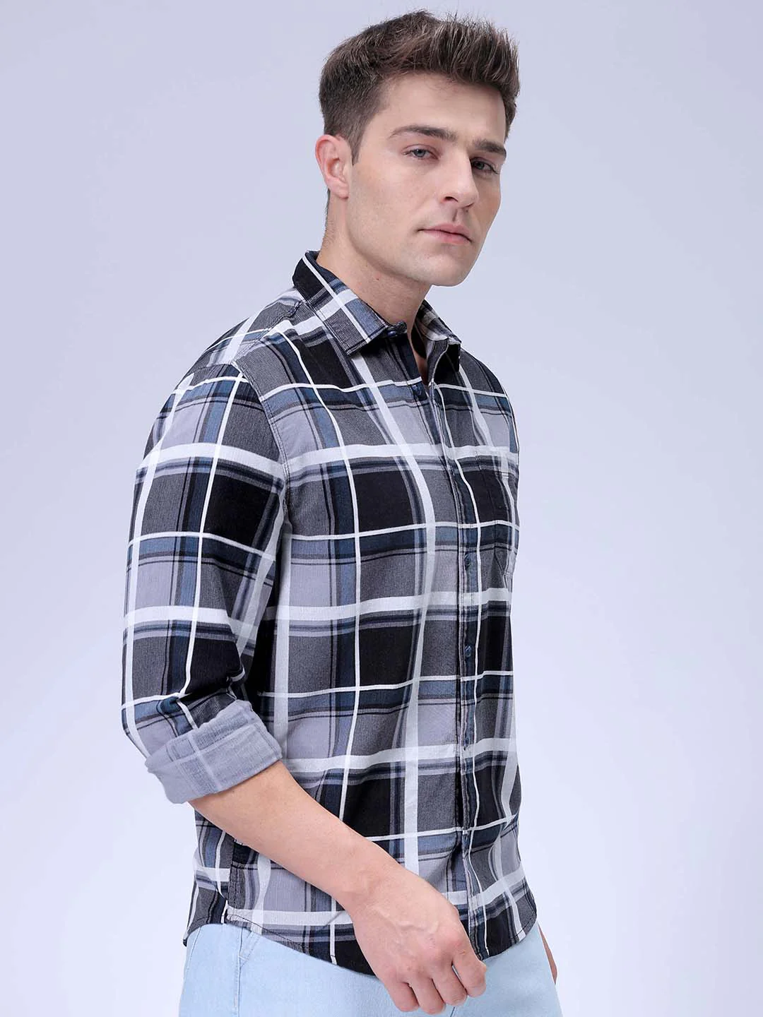 Men's Grey Regular Fit Solid Casual Shirt - Image 6