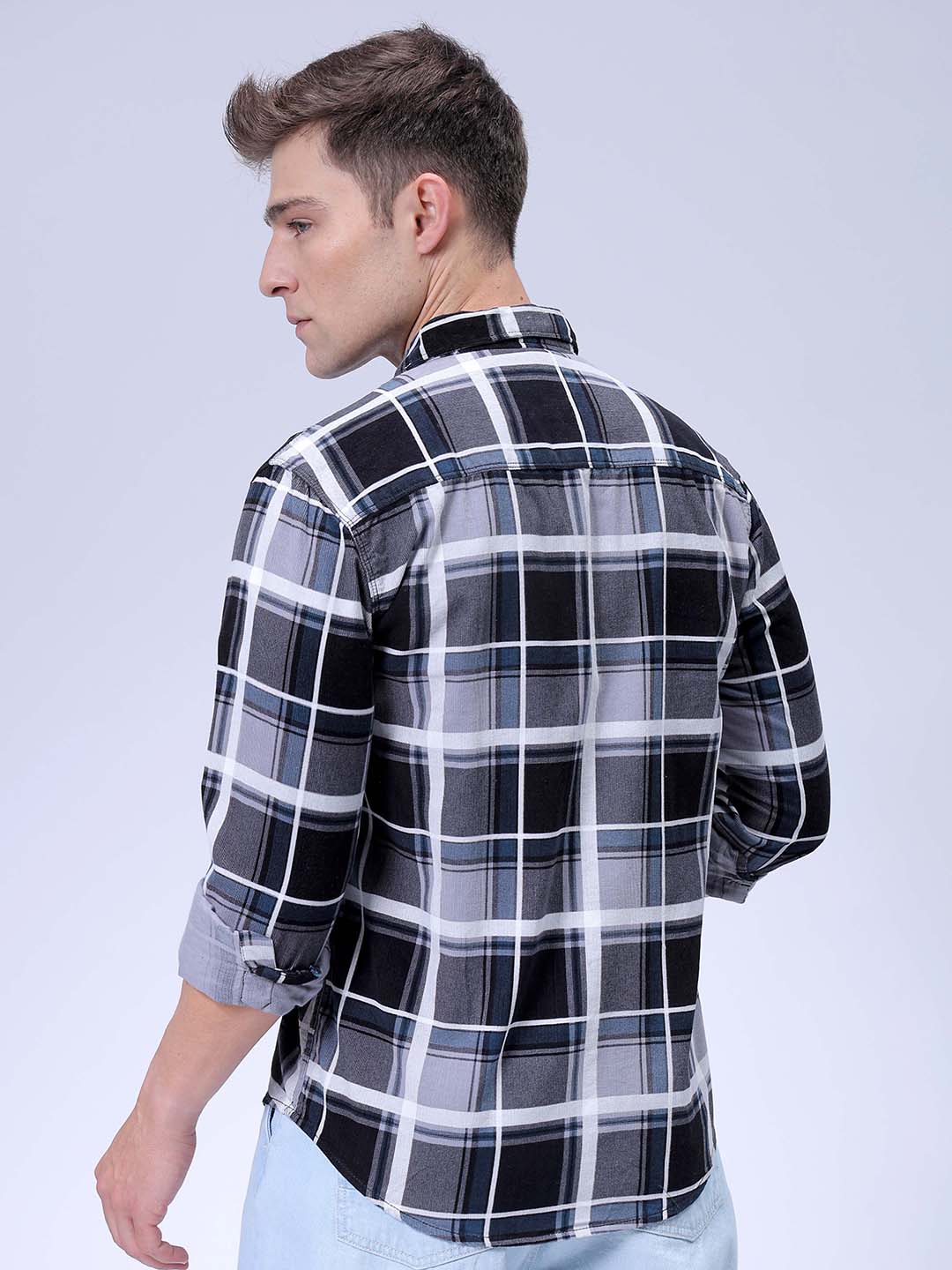 Men's Grey Regular Fit Solid Casual Shirt - Image 7