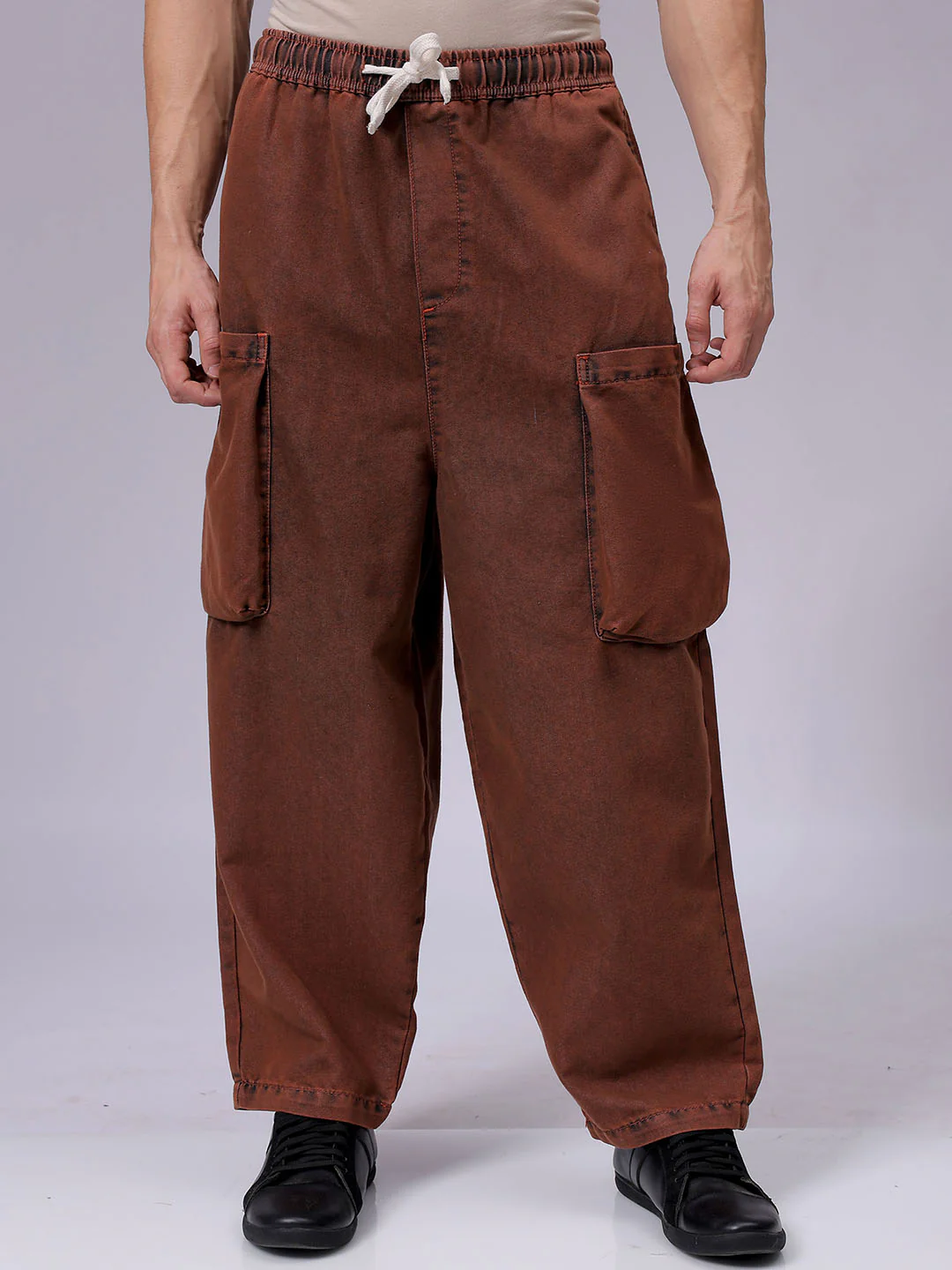 Men's Sepia Relaxed Fit Solid Utility Jeans