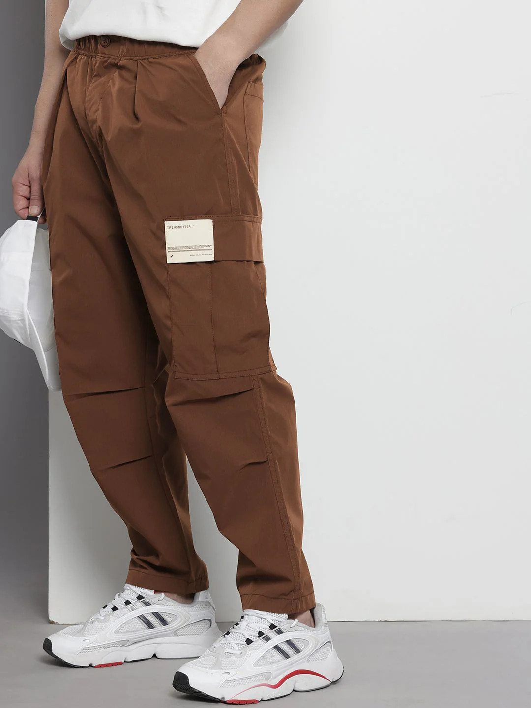 Men's Sepia Loose Fit Textured Utility Cargo