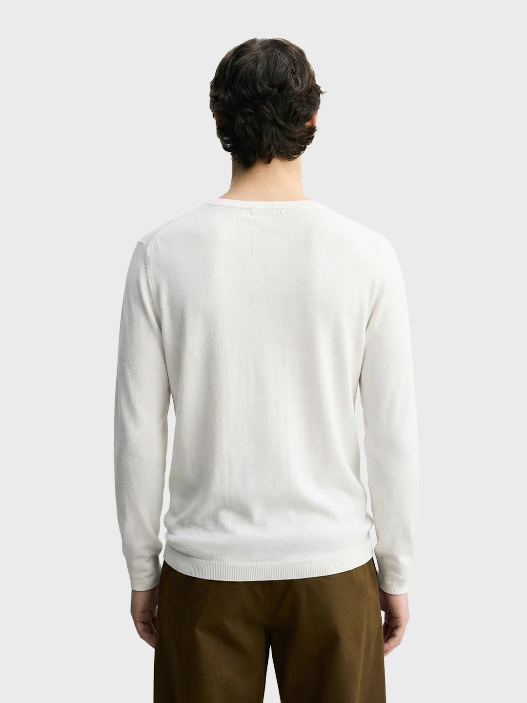 Men's White Slim Fit Solid Flat Knit T-Shirt - Image 5