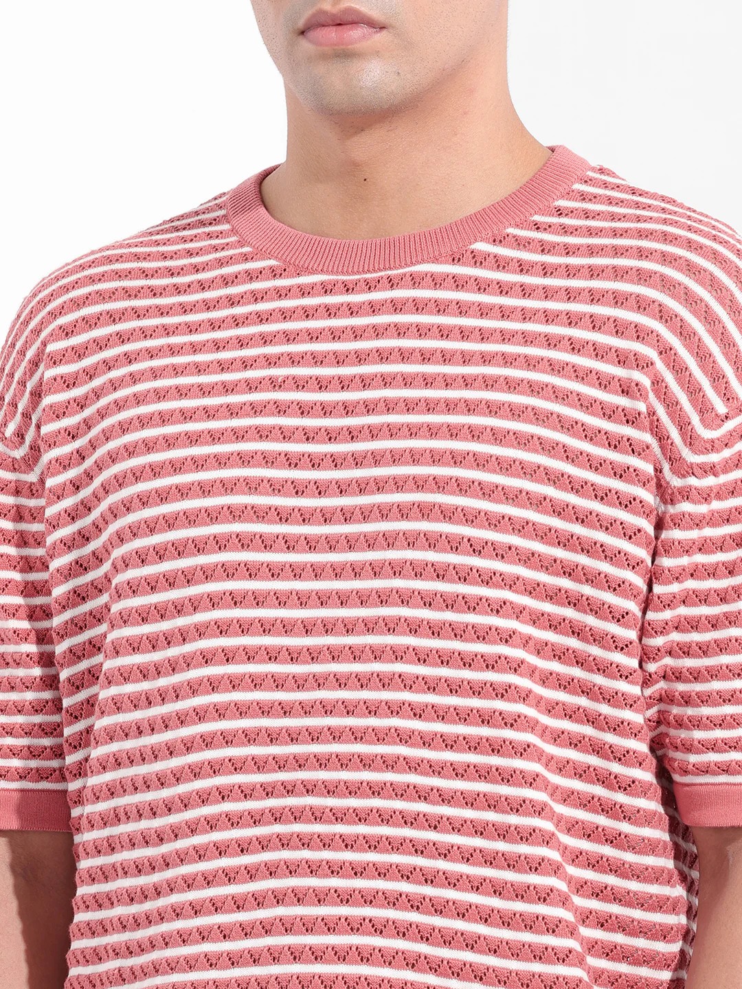 Men's Pink Oversized Fit Polo Power T-Shirt - Image 3
