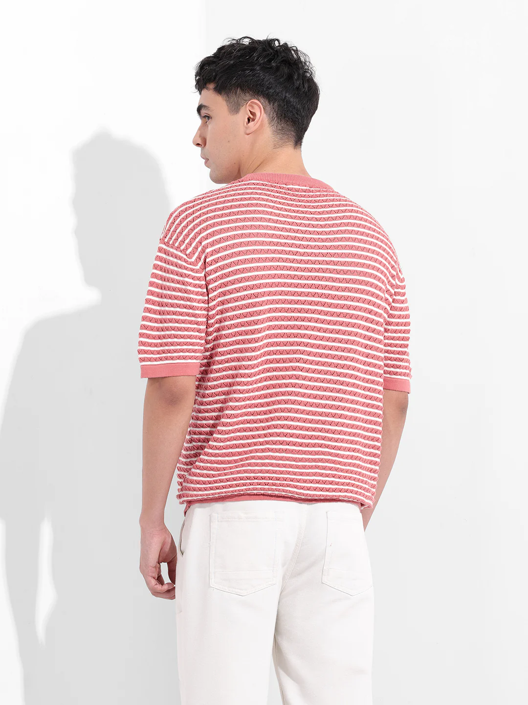 Men's Pink Oversized Fit Polo Power T-Shirt - Image 6