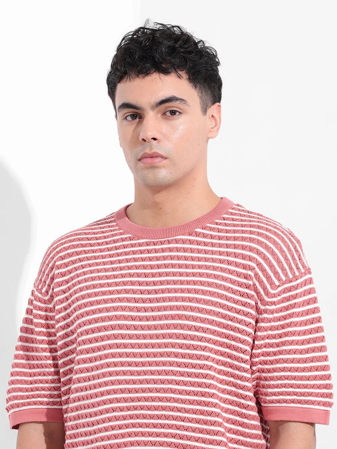 Men's Pink Oversized Fit Polo Power T-Shirt - Image 7