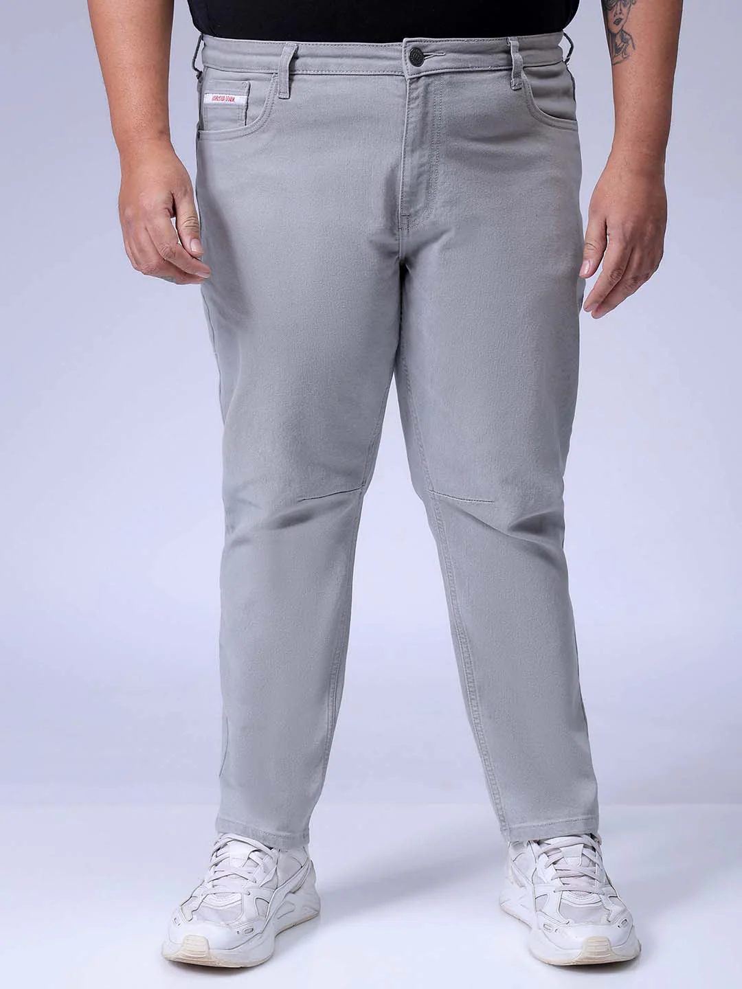 Men's Grey Carrot Fit Casual Jeans
