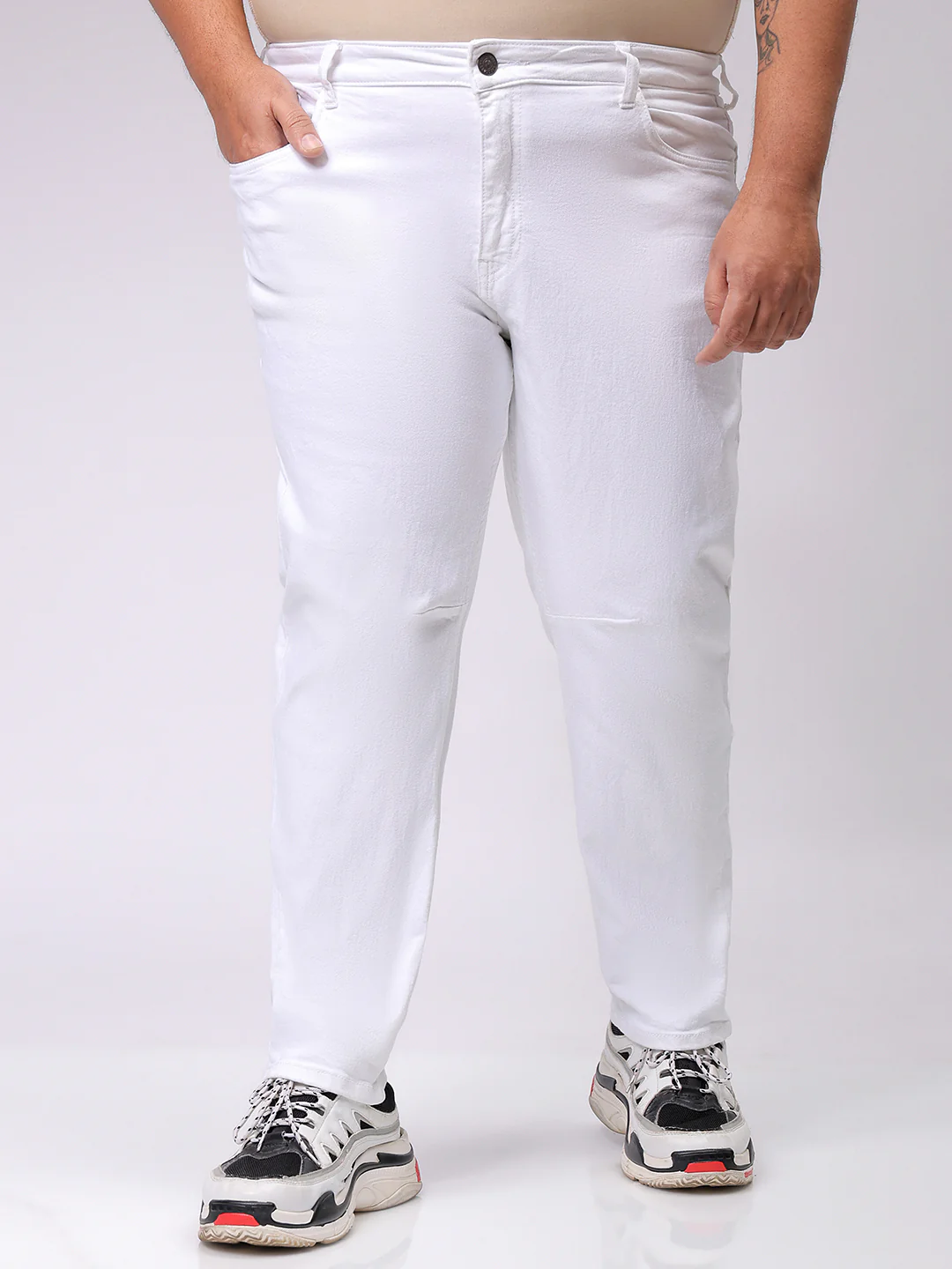 Men's White Carrot Fit Casual Jeans