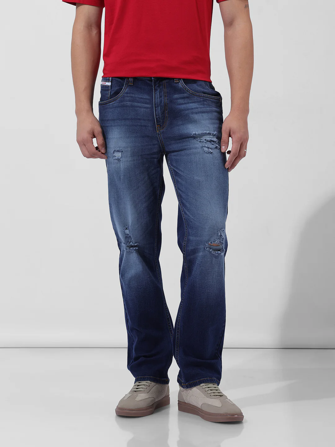 Men's Blue Regular Fit Casual Jeans