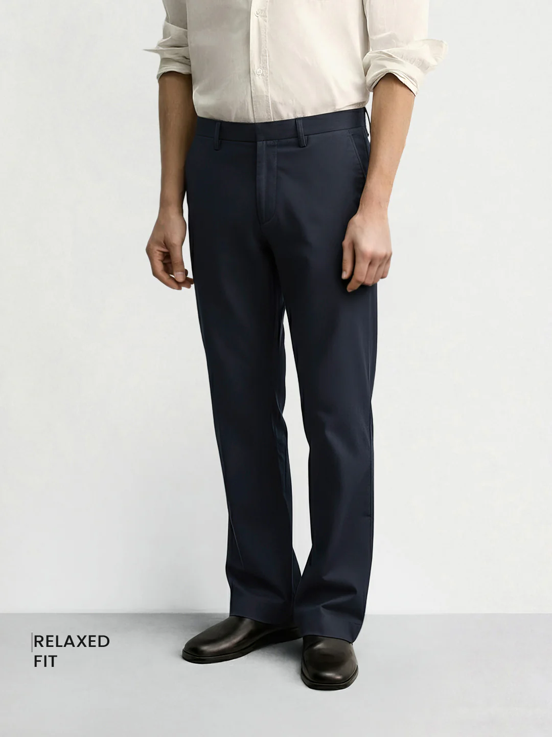 Men's Navy Regular Fit Casual Trousers