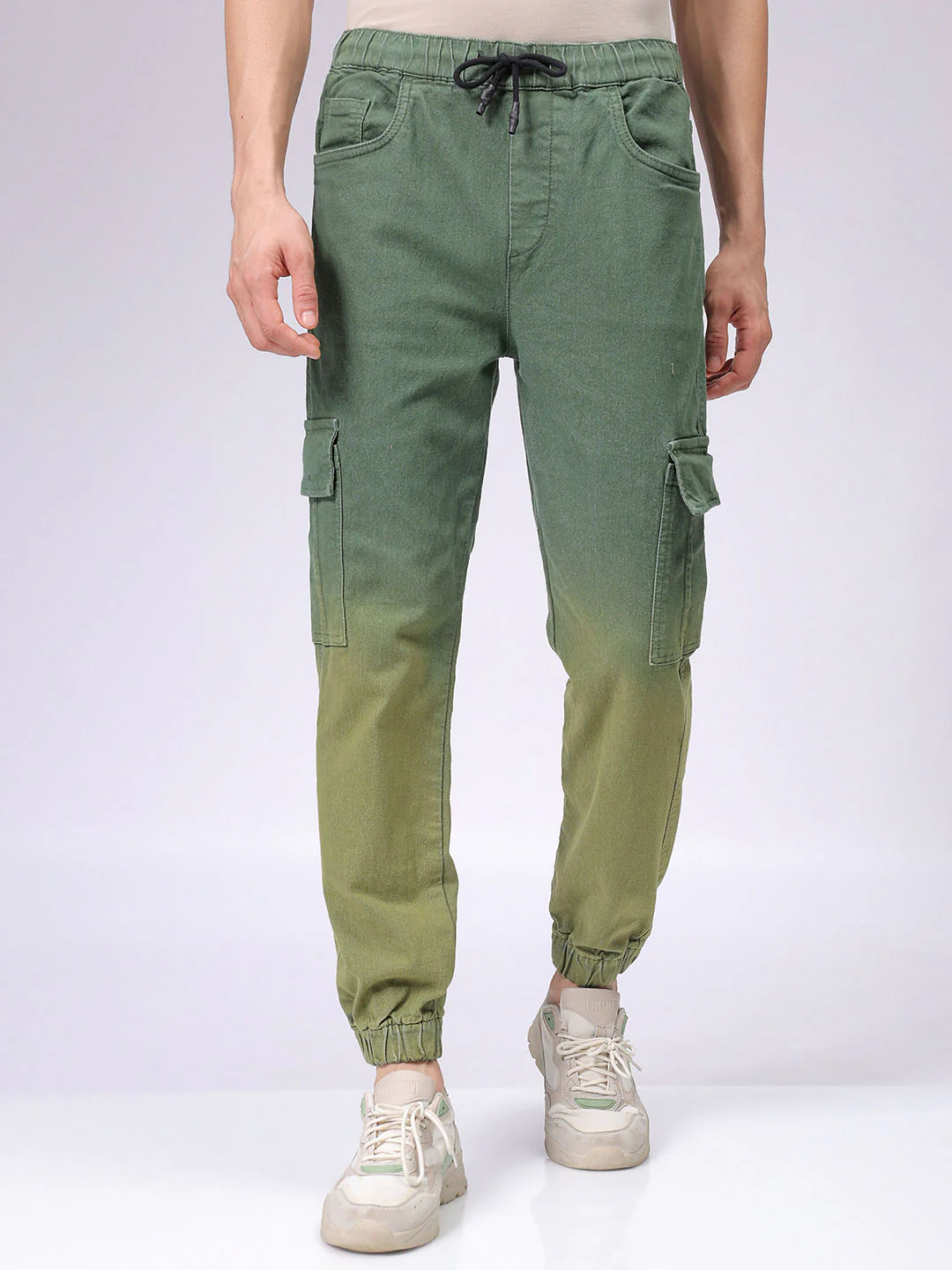 Men's Green Regular Fit Ombre Street Wear Jeans