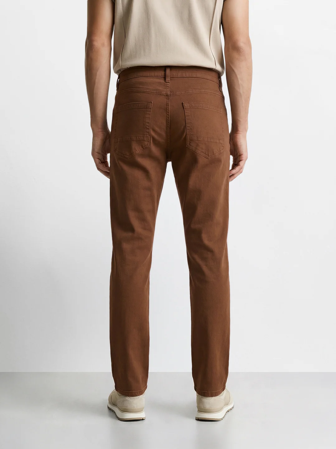 Men's Brown Slim Fit Casual Jeans - Image 5