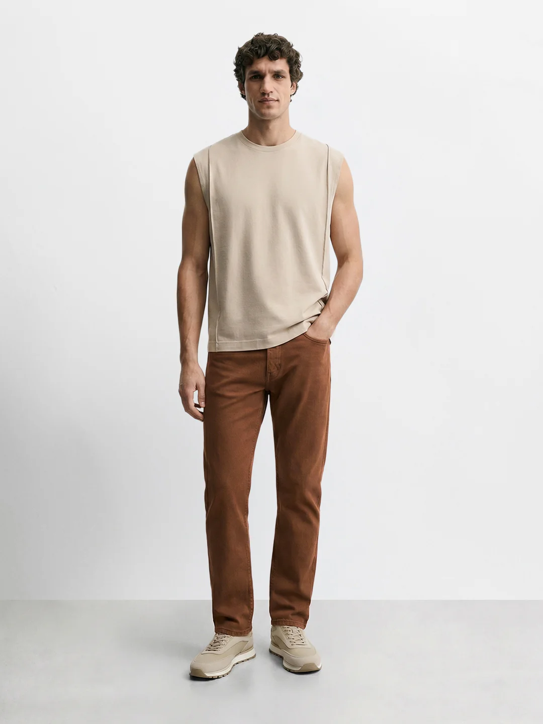 Men's Brown Slim Fit Casual Jeans - Image 6