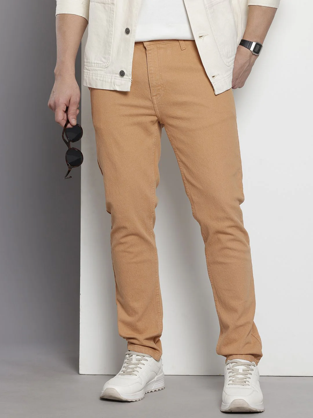 Men's Biscuit Slim Fit Solid Casual Jeans