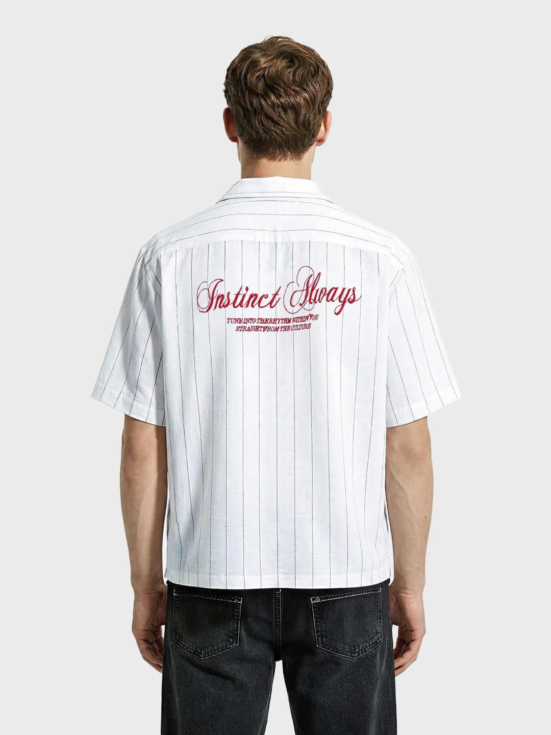 Men's White Boxy Fit Embroided Casual Shirt - Image 2