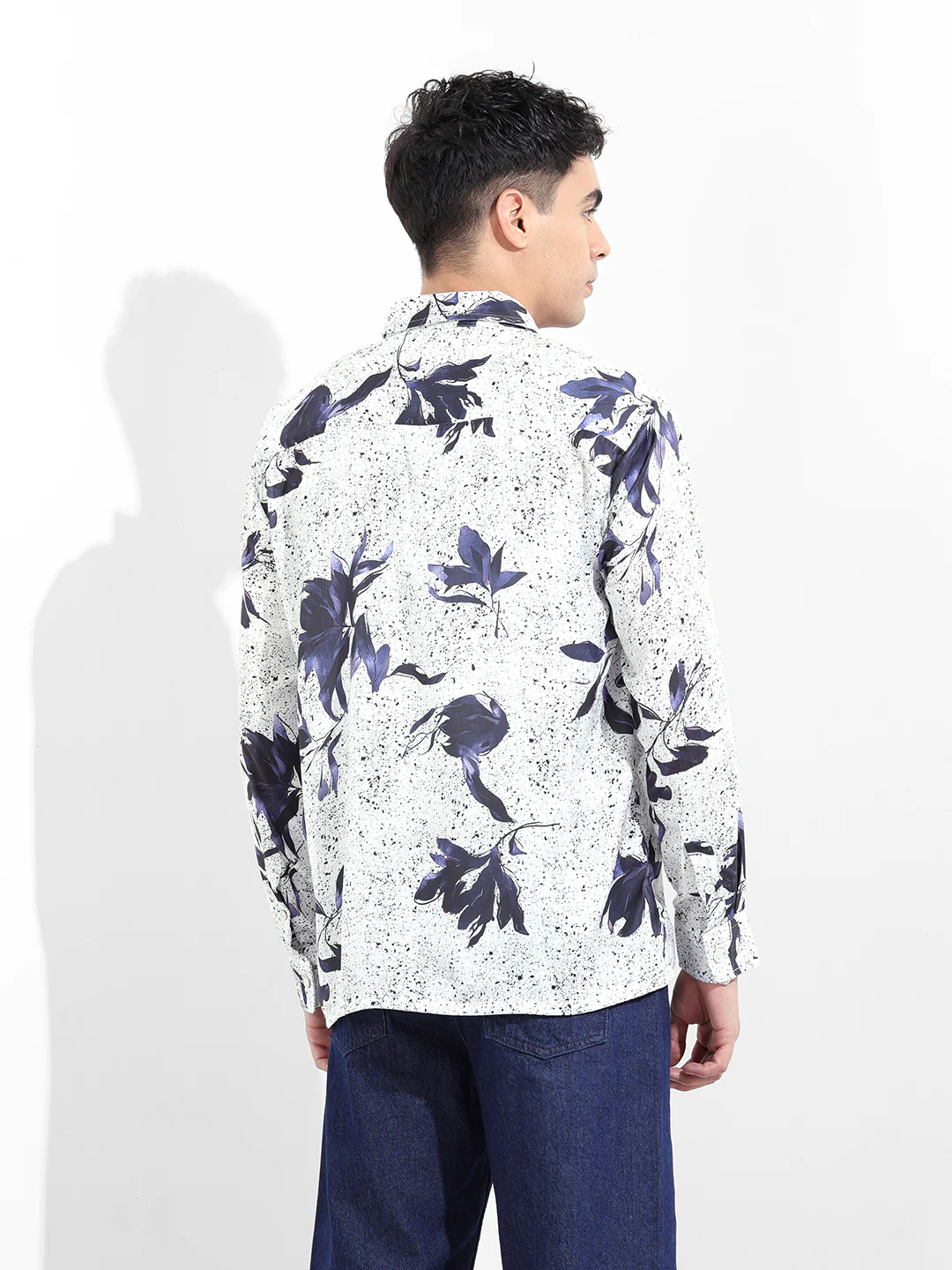Men's White Relaxed Fit Printed Casual Shirt - Image 6