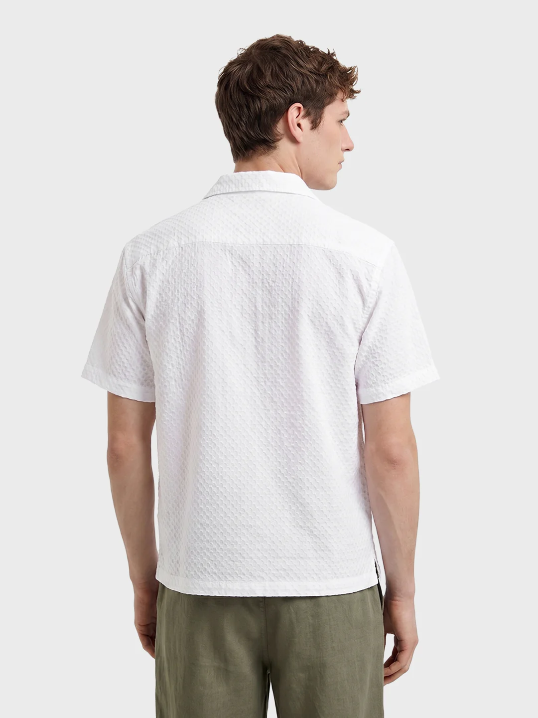 Men's White Relaxed Fit Geometric Resort Shirt - Image 5