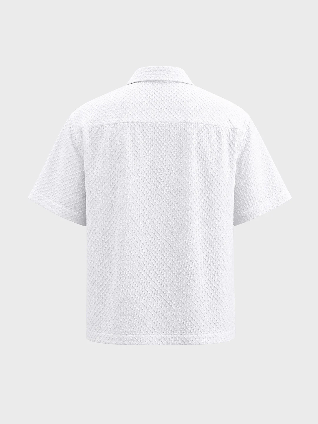 Men's White Relaxed Fit Geometric Resort Shirt - Image 7