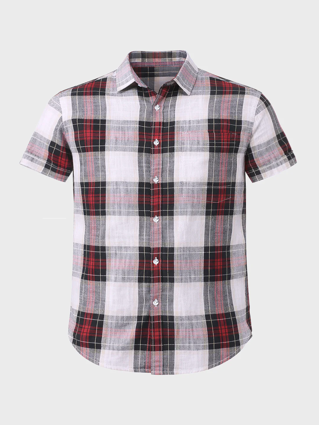 Men's White Slim Fit Checked Casual Shirt - Image 2